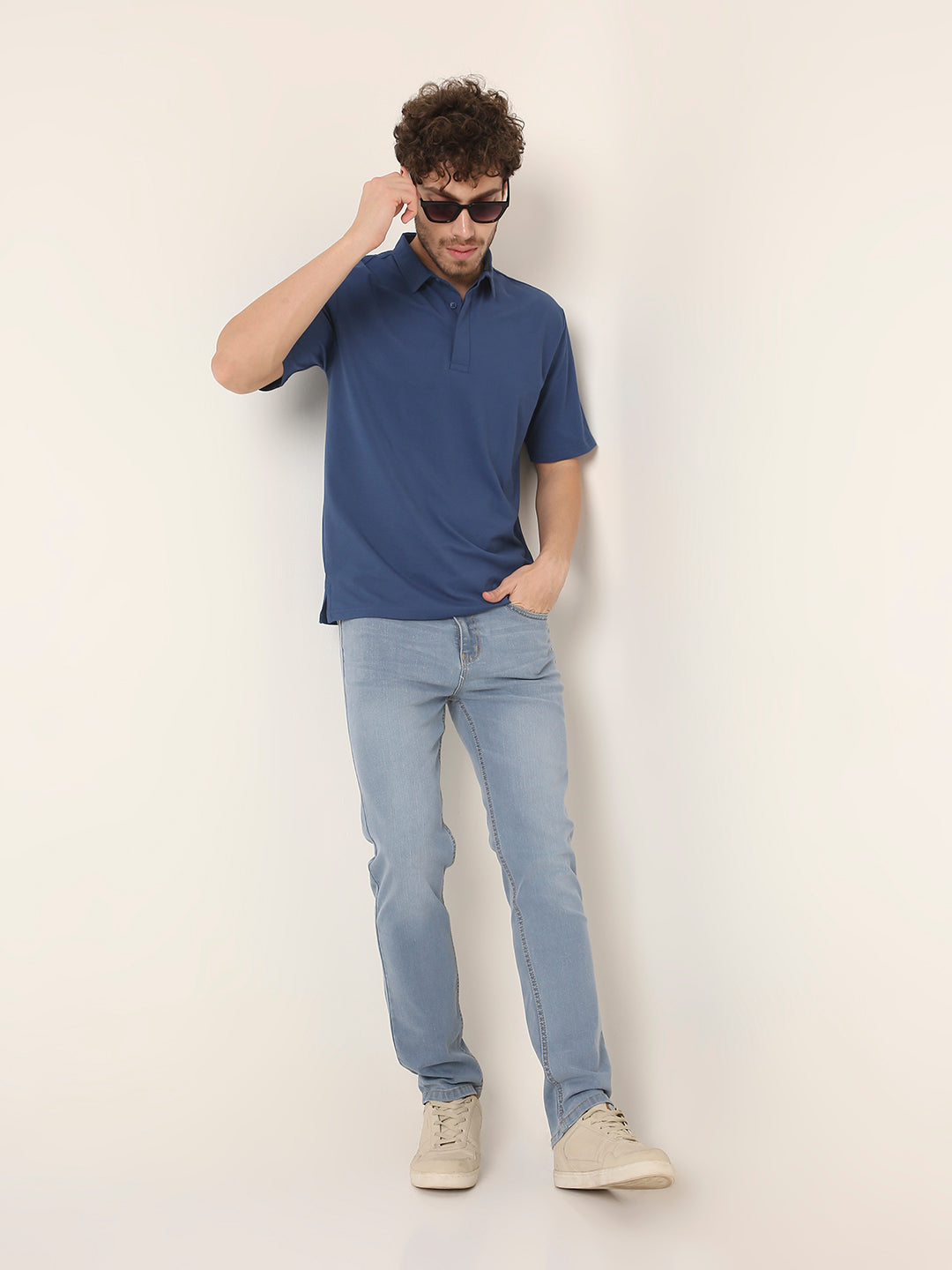 Light Blue Slim STRAIGHT Fit Stretch Denim Jeans