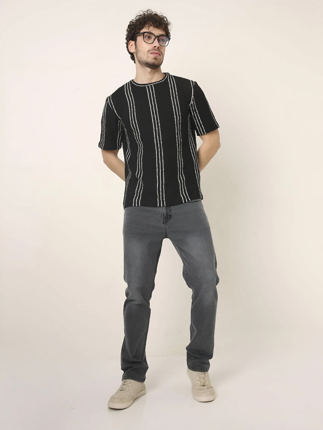 Charcoal Grey Straight Fit Stretch Denim Jeans