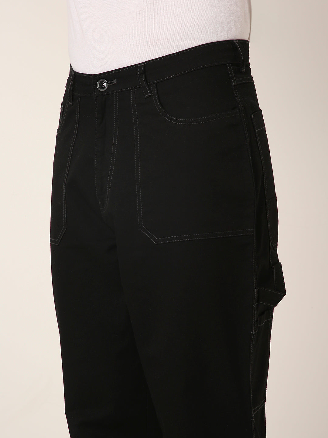 Straight Fit BLACK Utility Cargo PANTS