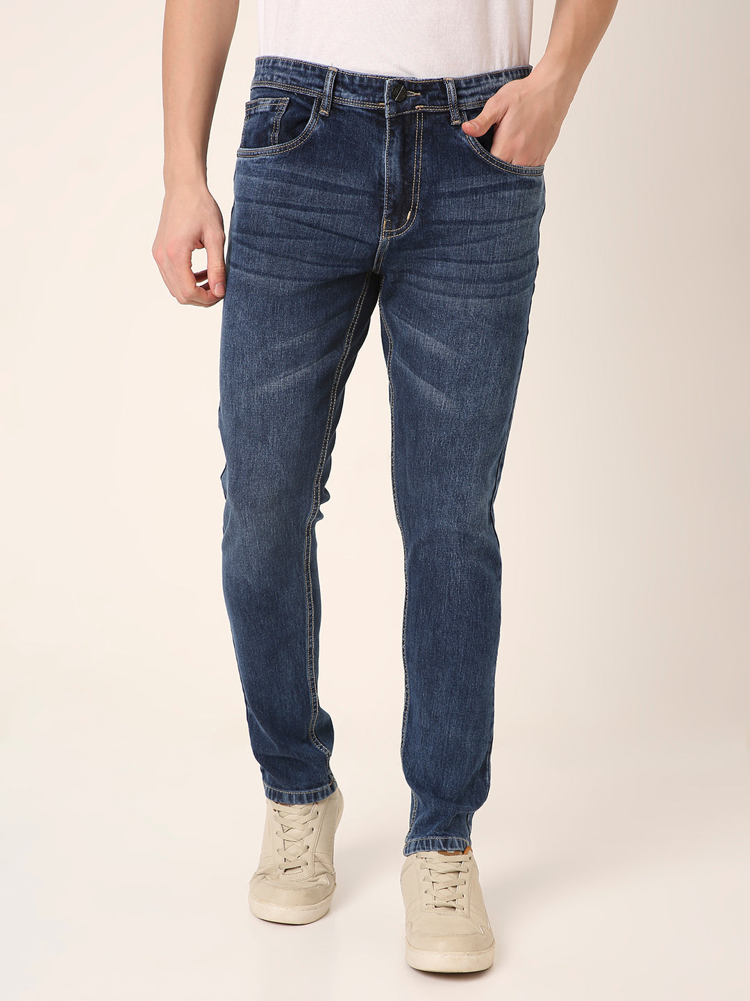 Mid-Blue Slim Fit Denim Jeans