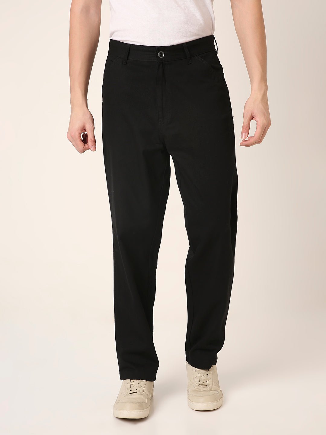 BLACK Classic Straight Fit Cotton PANTS