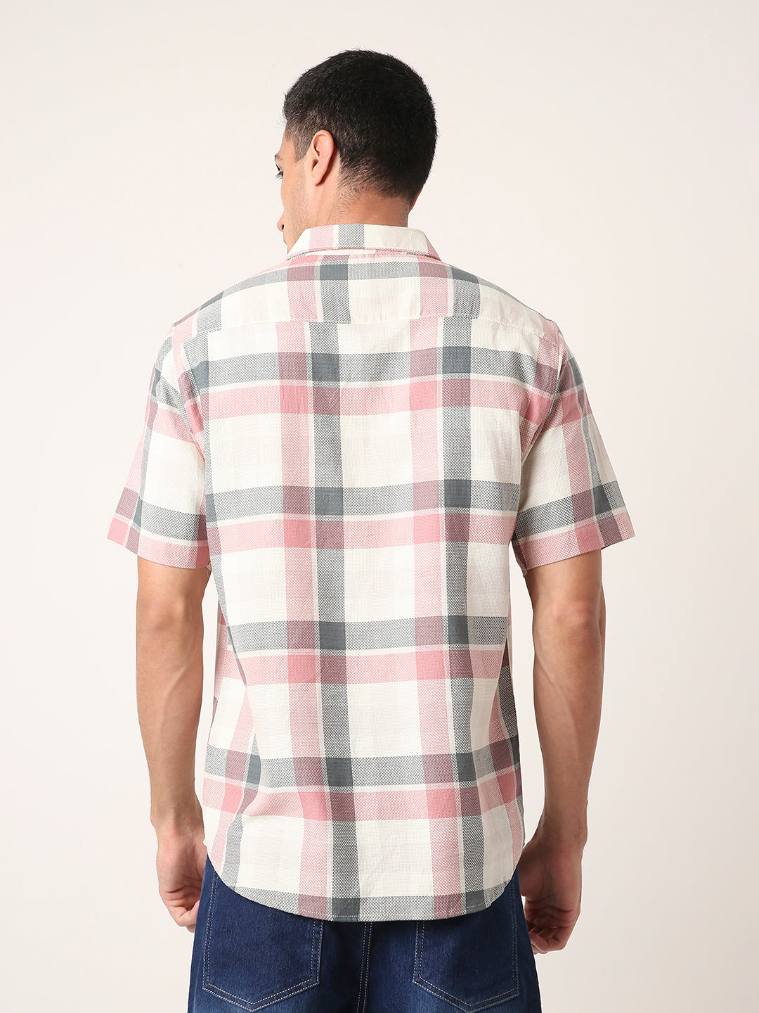 PEACH Textured Checkered Cotton Shirt