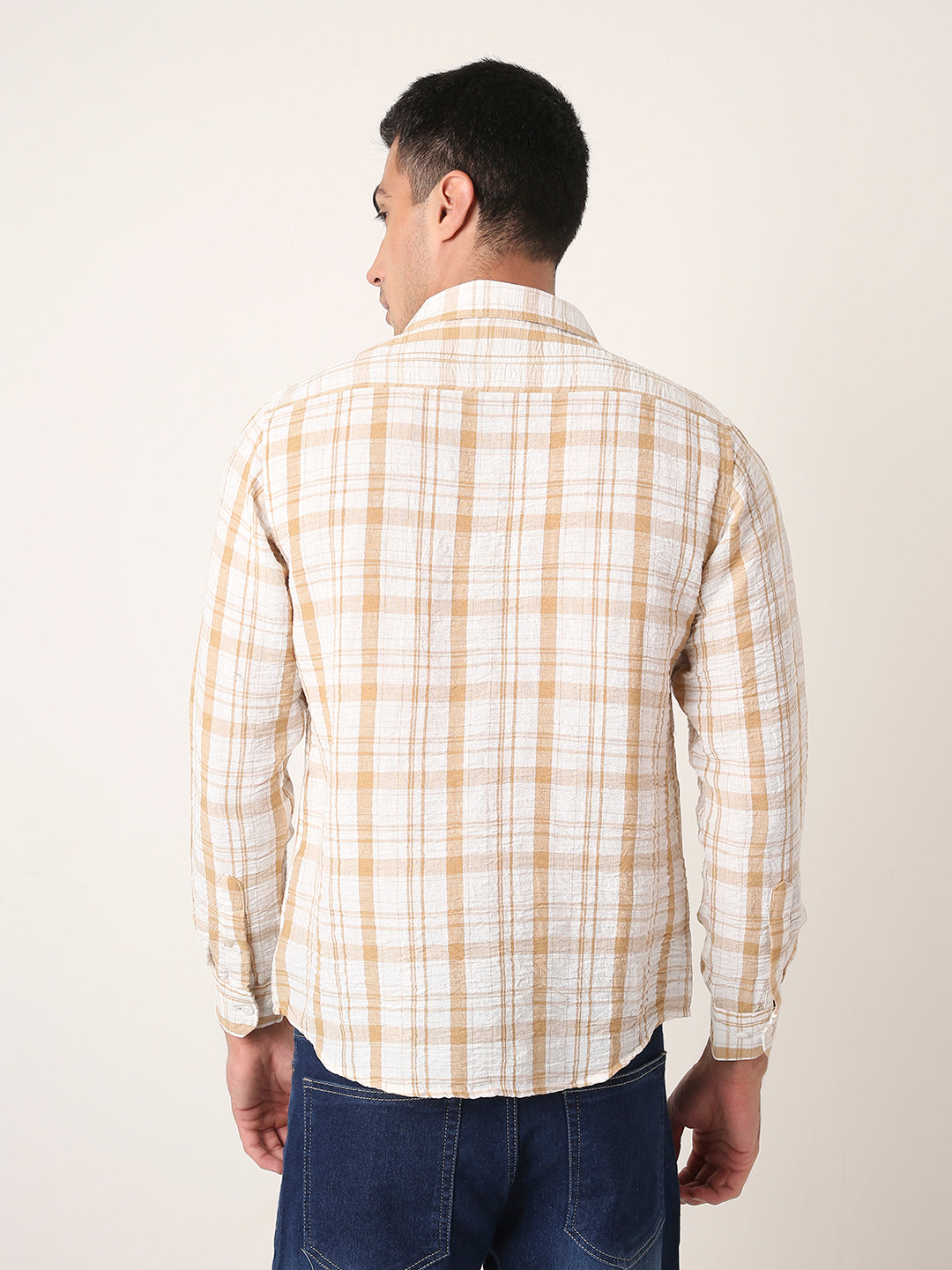 Mustard Checkered Casual Shirt