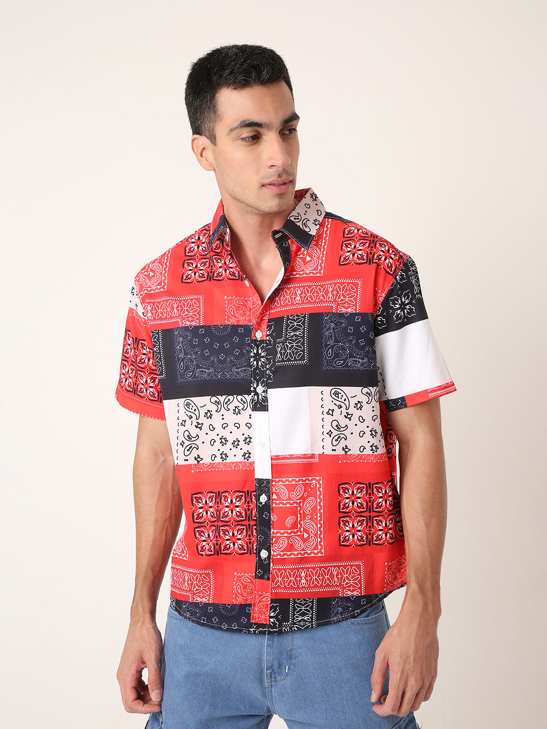 BANDANA Patch Printed Short Sleeve Casual Shirt