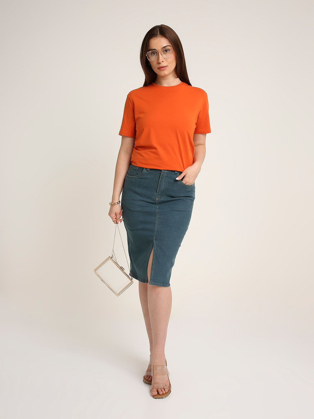 REGULAR FIT T-SHIRT: ORANGE