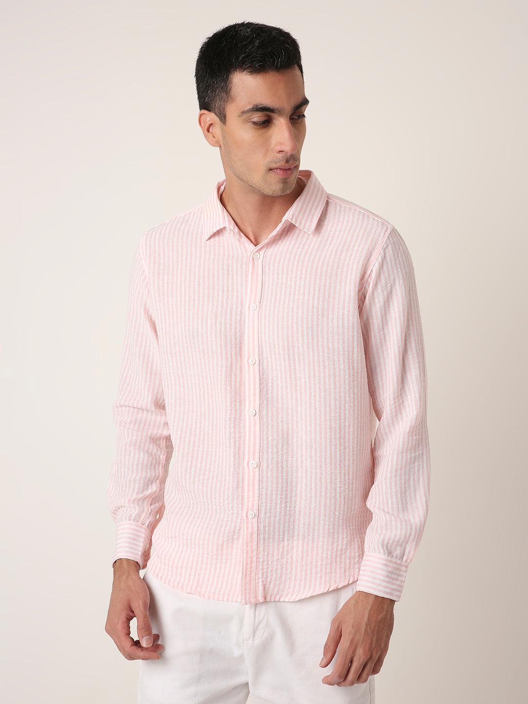 PINK Vertical Striped Casual Shirt