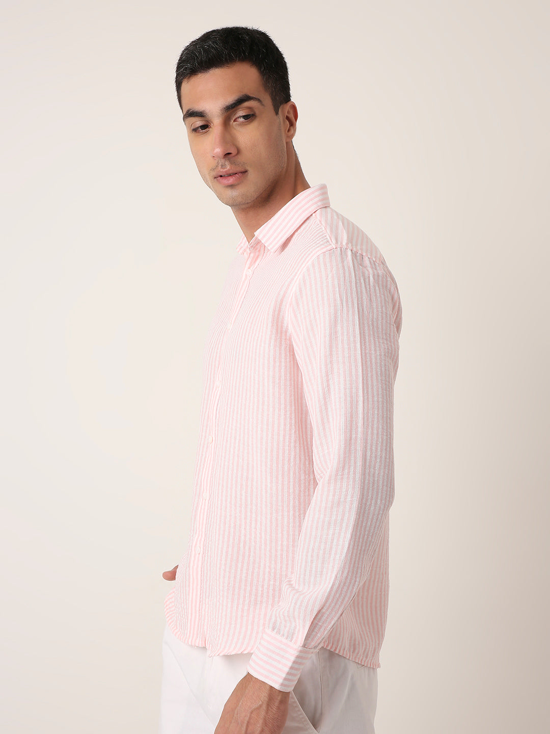 PINK Vertical Striped Casual Shirt
