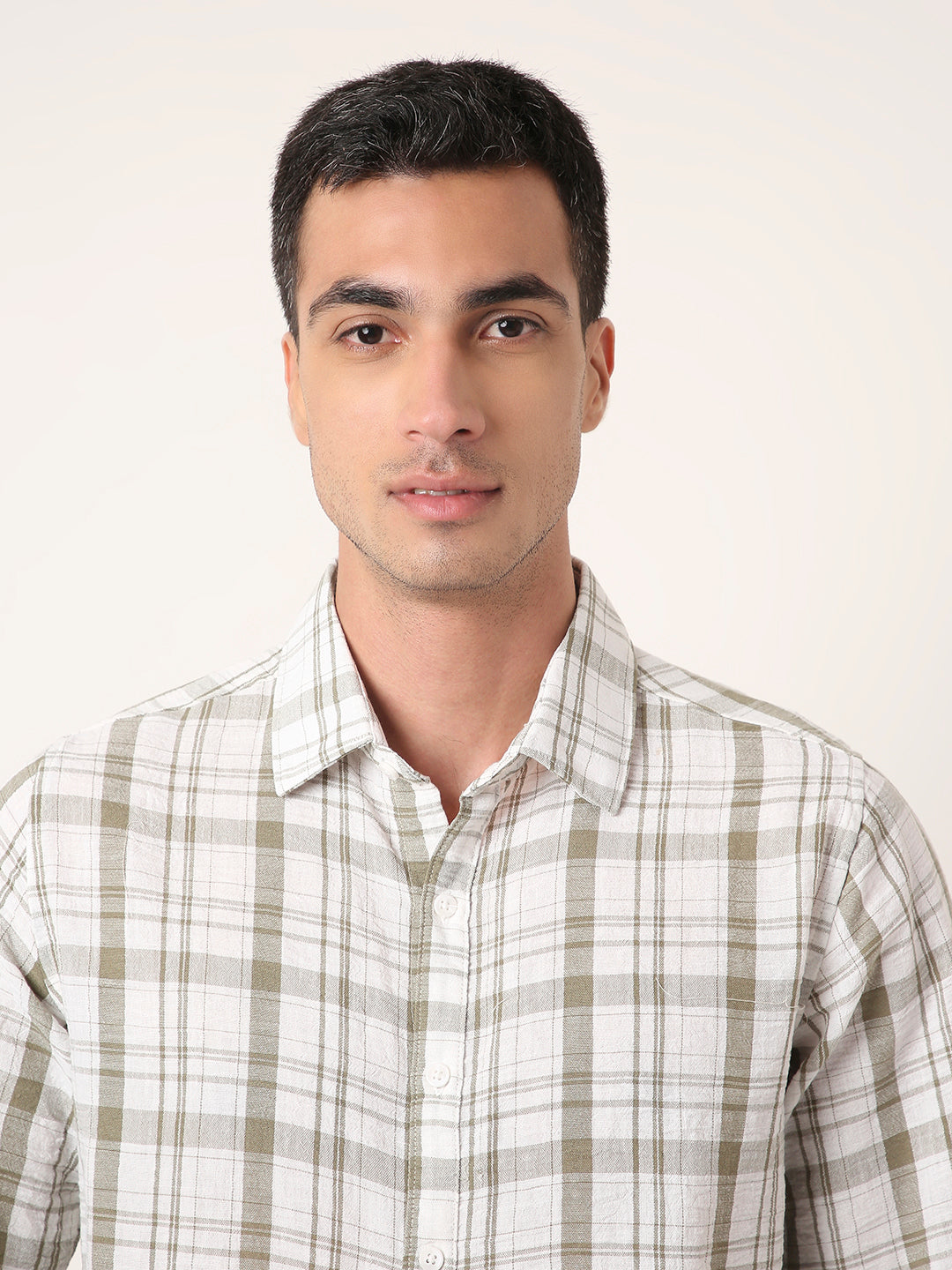 Olive Check Casual Shirt