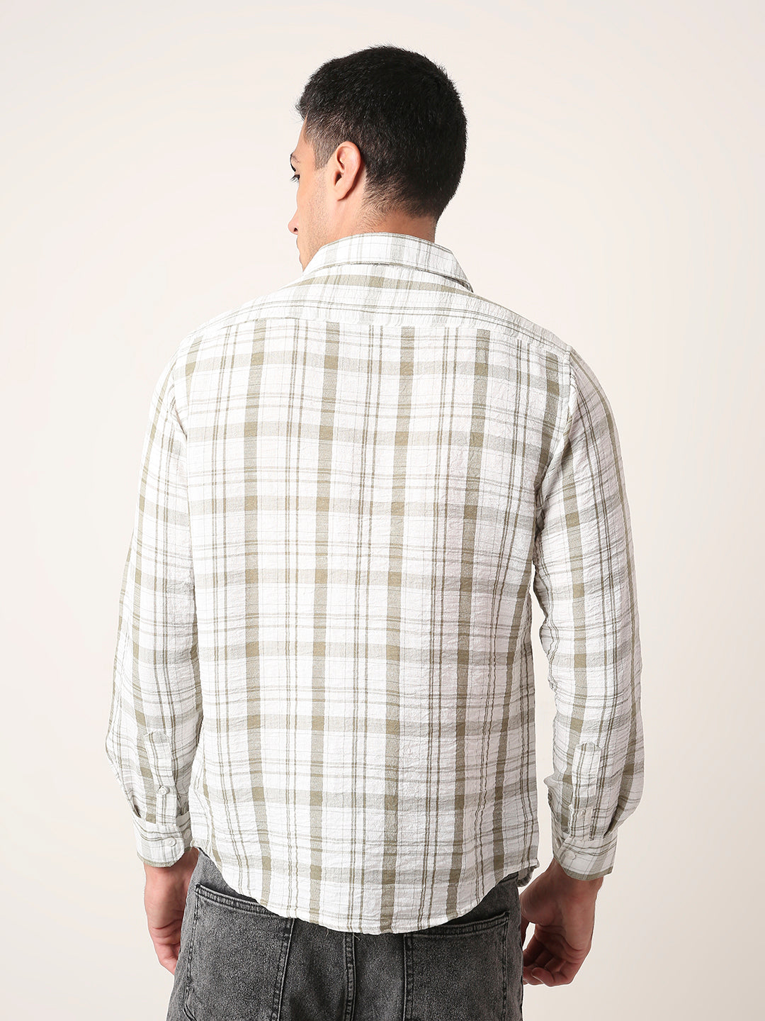 Olive Check Casual Shirt