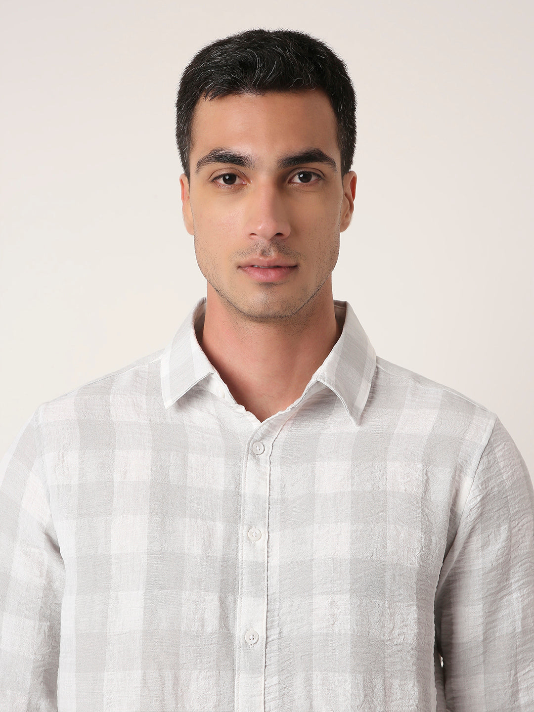 GREY Linen Blend Check Casual Shirt
