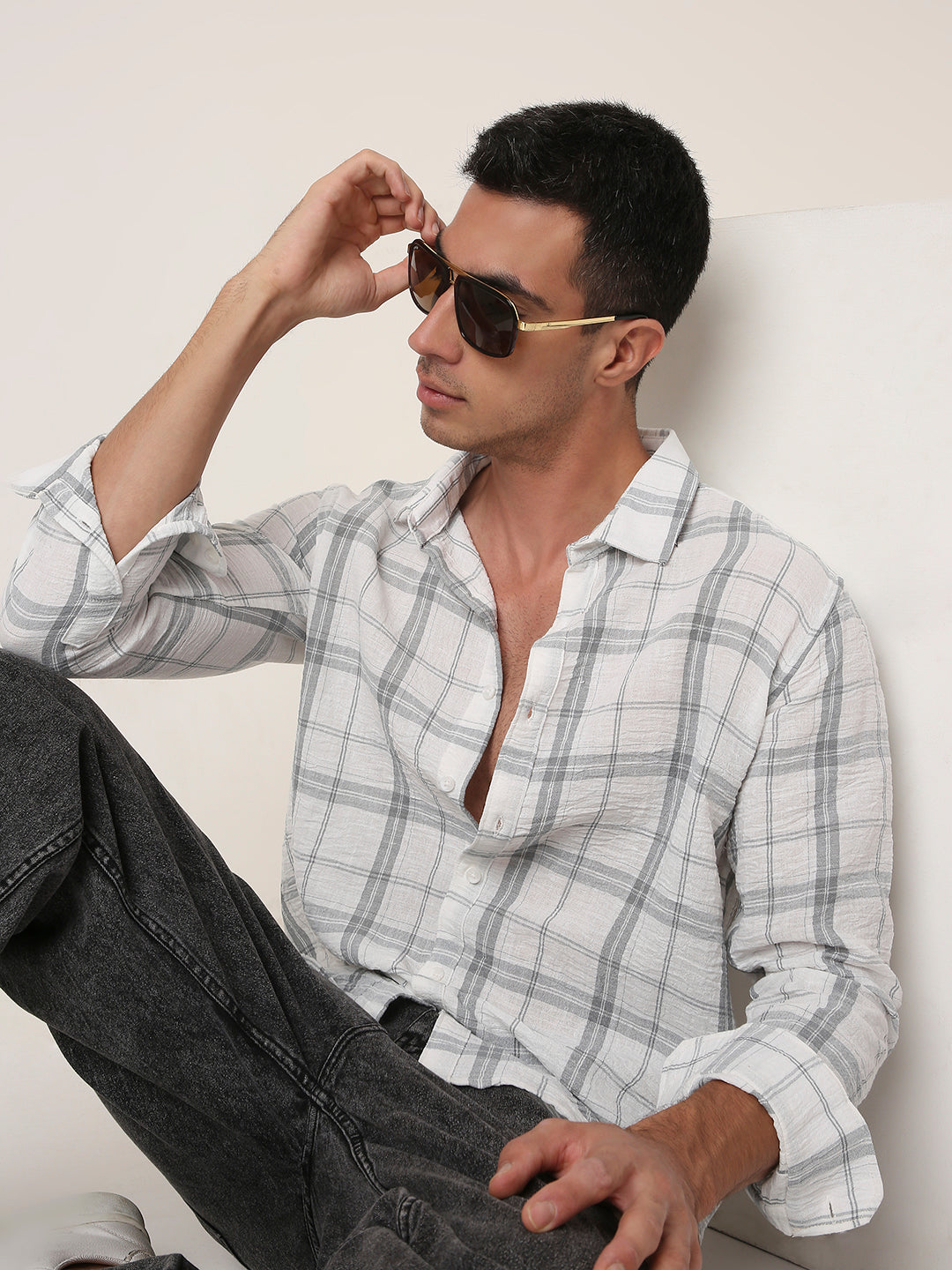 GRAY Casual CHECK Shirt