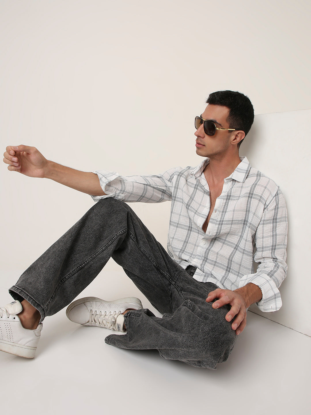 GRAY Casual CHECK Shirt