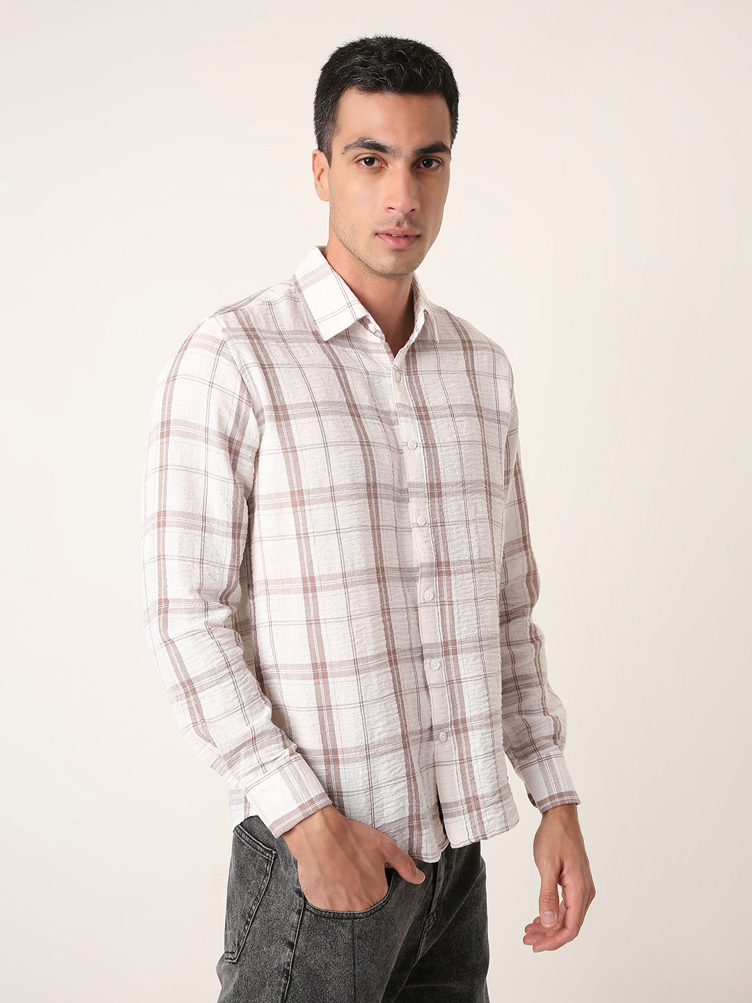 Brown Casual check Shirt