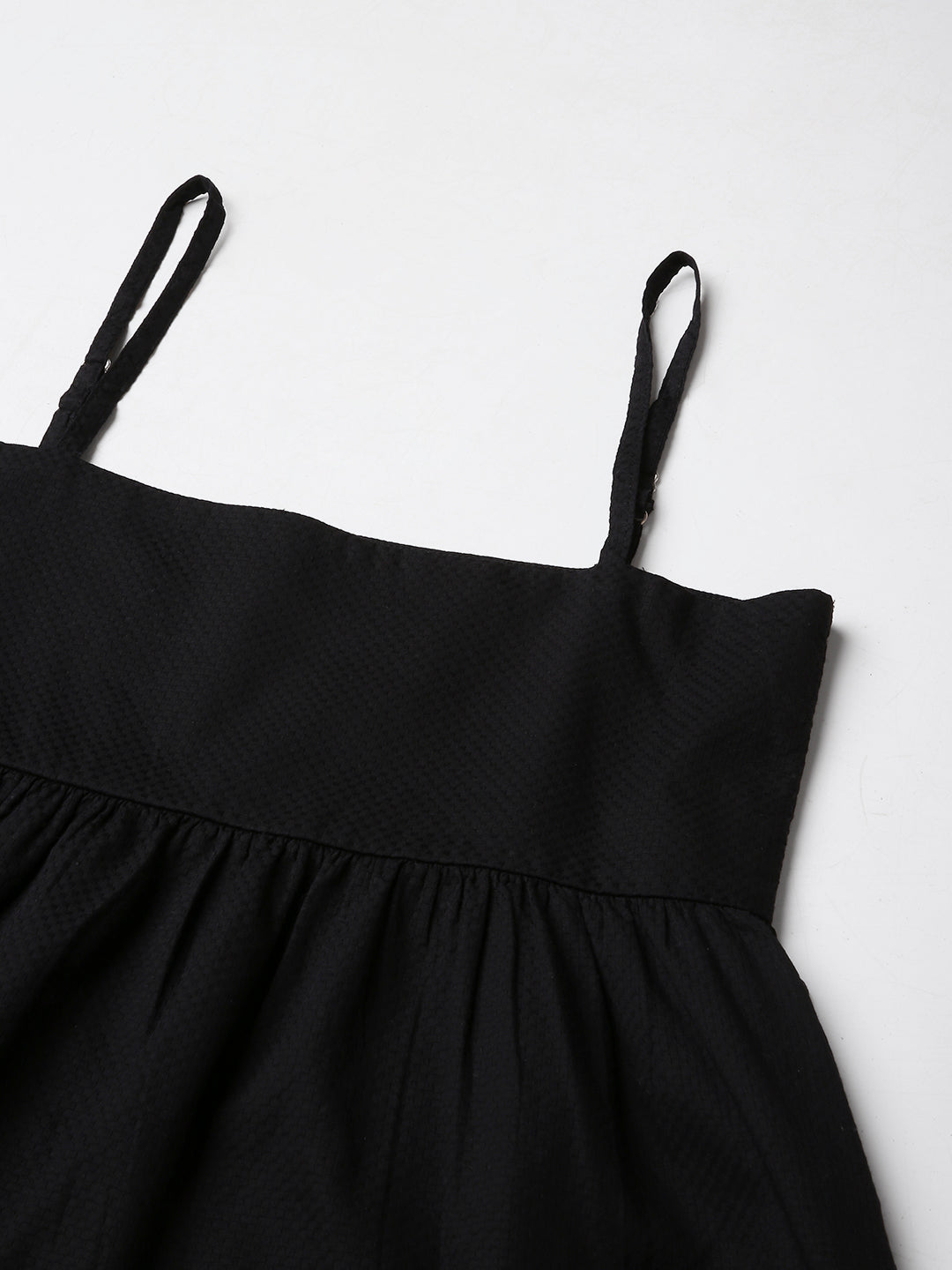 BLACK PLEATED CAMI COTTON TOP