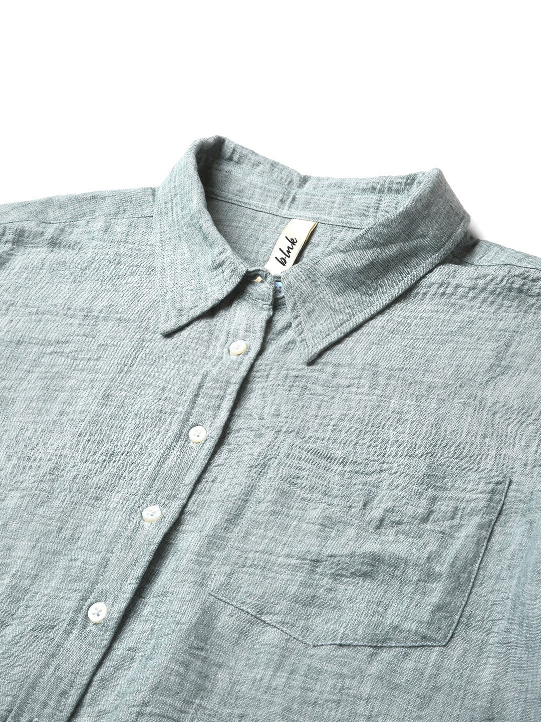 GREEN LINEN BLEND BUTTON-DOWN SHIRT