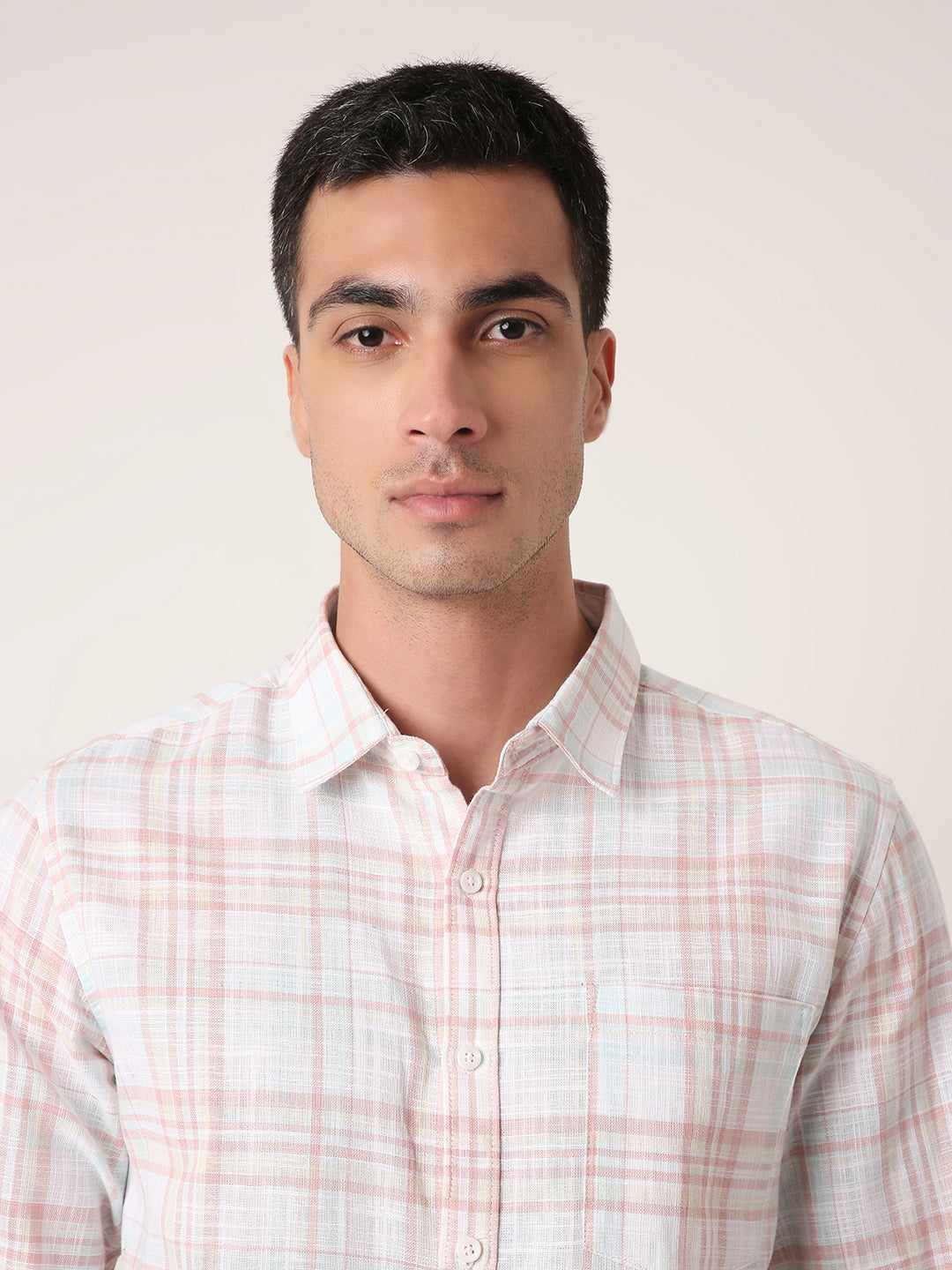 PEACH Classic Cotton Checkered Casual Shirt