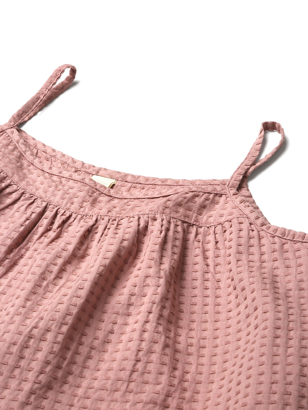 PEACH TEXTURED SPAGHETTI STRAP LAYERED TOP