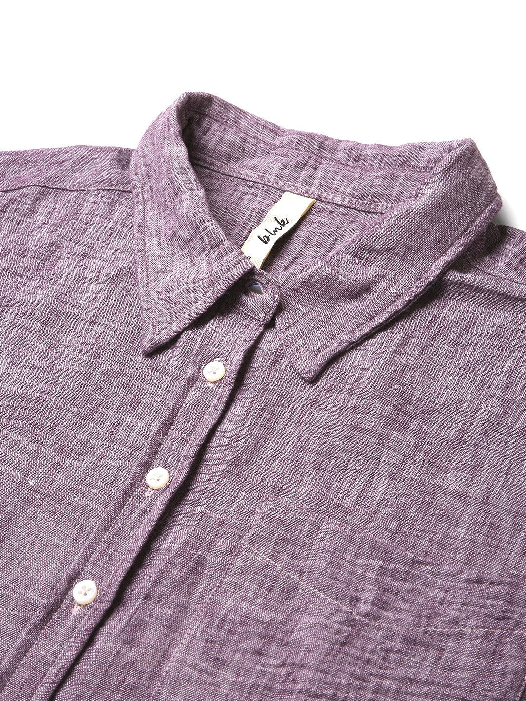 MAUVE LINEN BLEND BUTTON-DOWN SHIRT