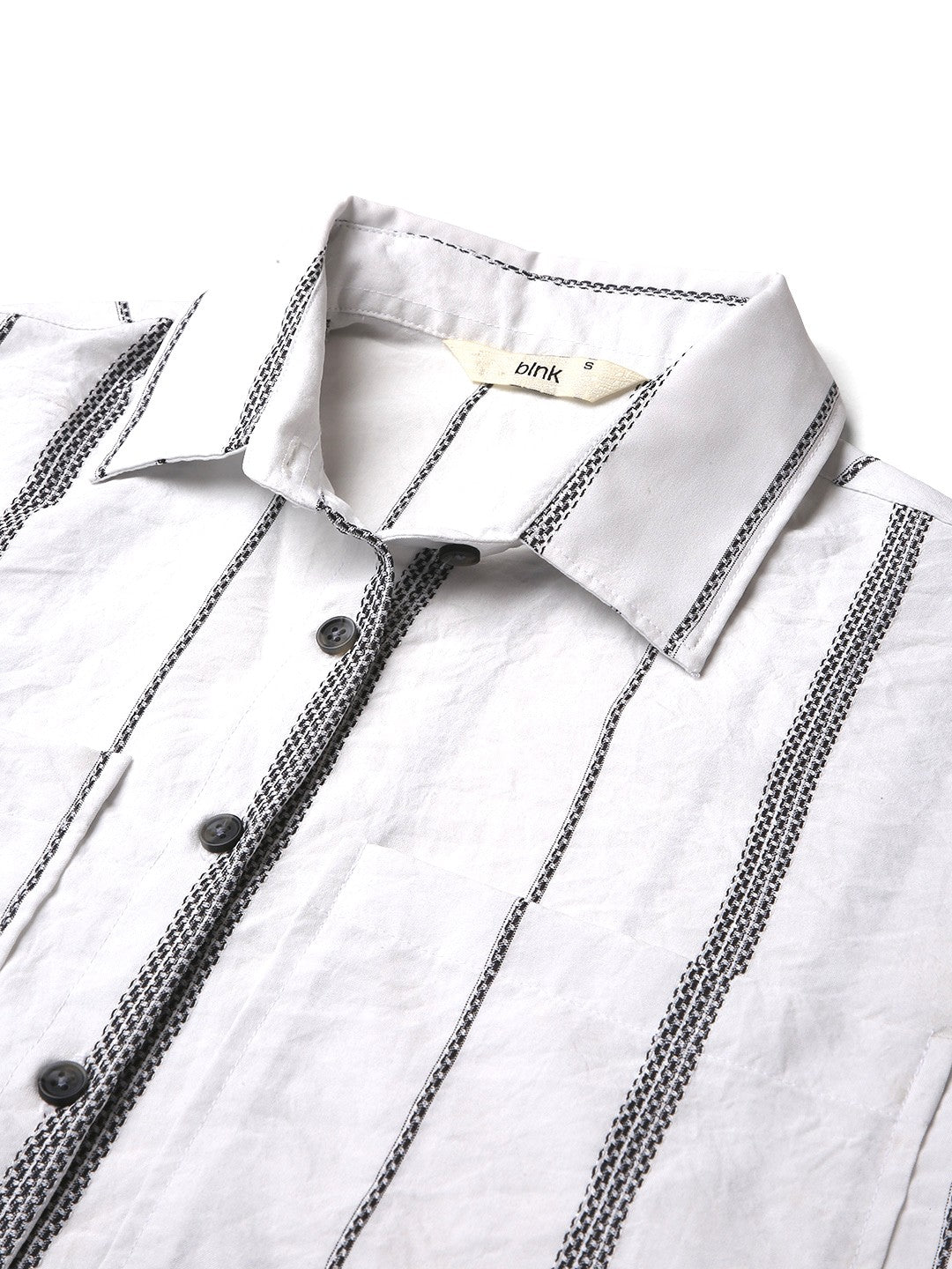 WHITE STRIPED CROPPED SHIRT