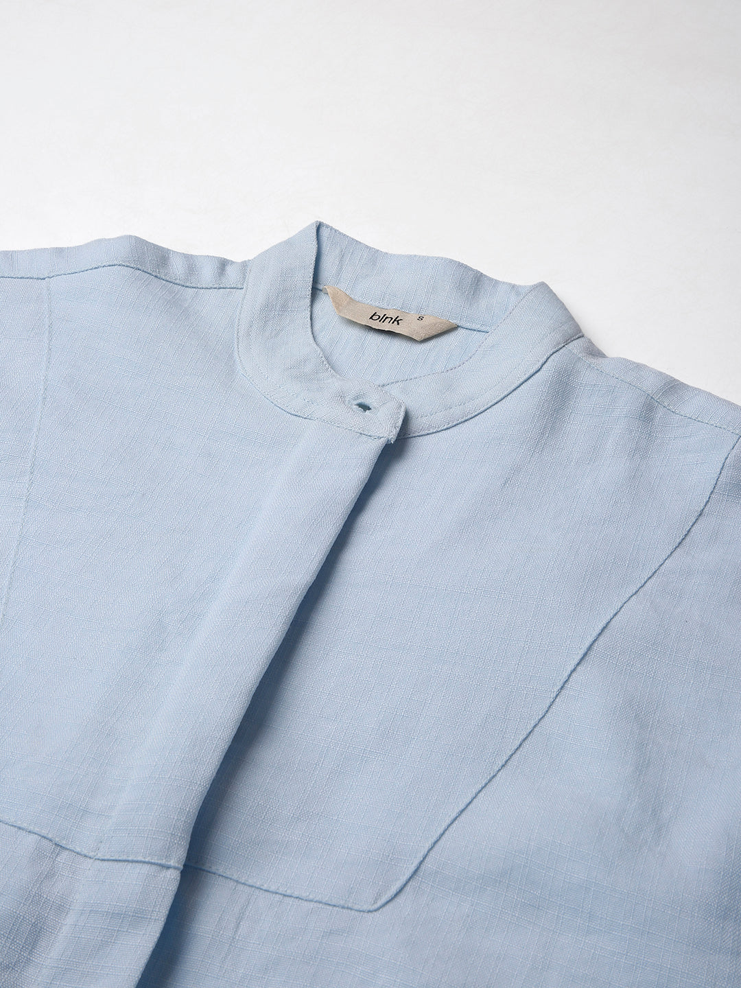 BLUE MANDARIN COLLAR SHIRT