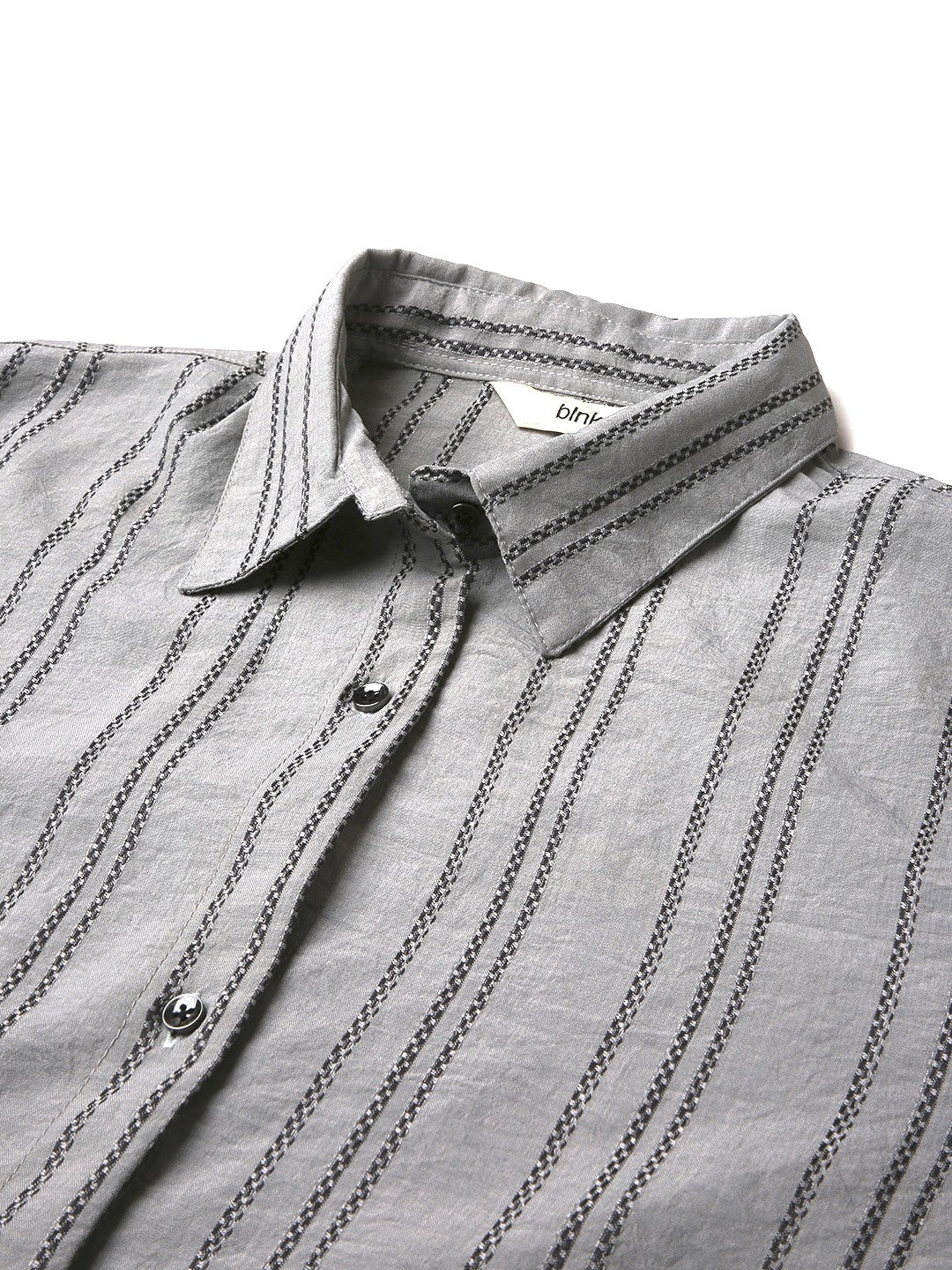 GRAY STRIPED SHIRT DRESS