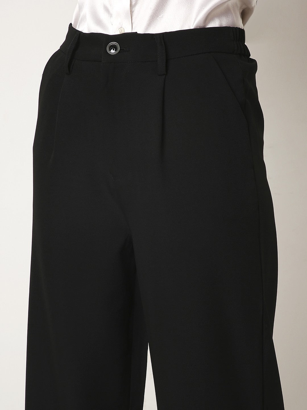 BLACK High-Waist Wide-Leg Trousers