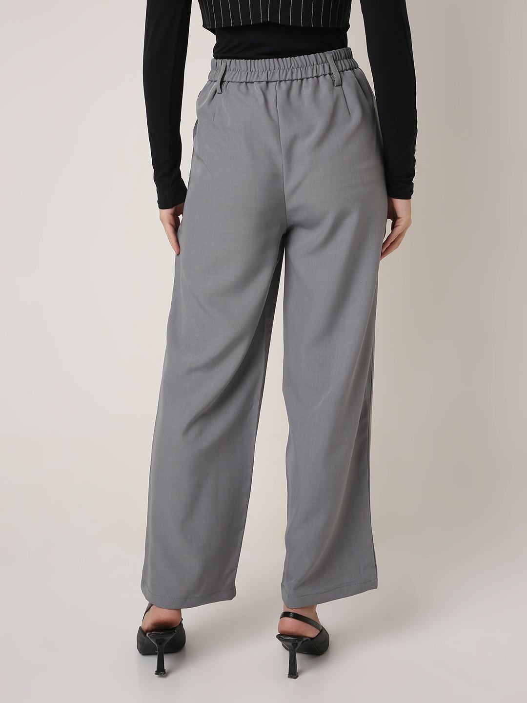GRAY High-Waist Wide-Leg Trousers
