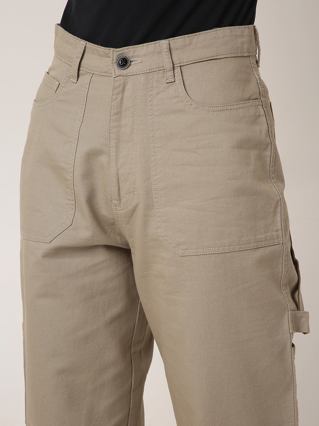 BEIGE High-Waist Utility Cargo Pants