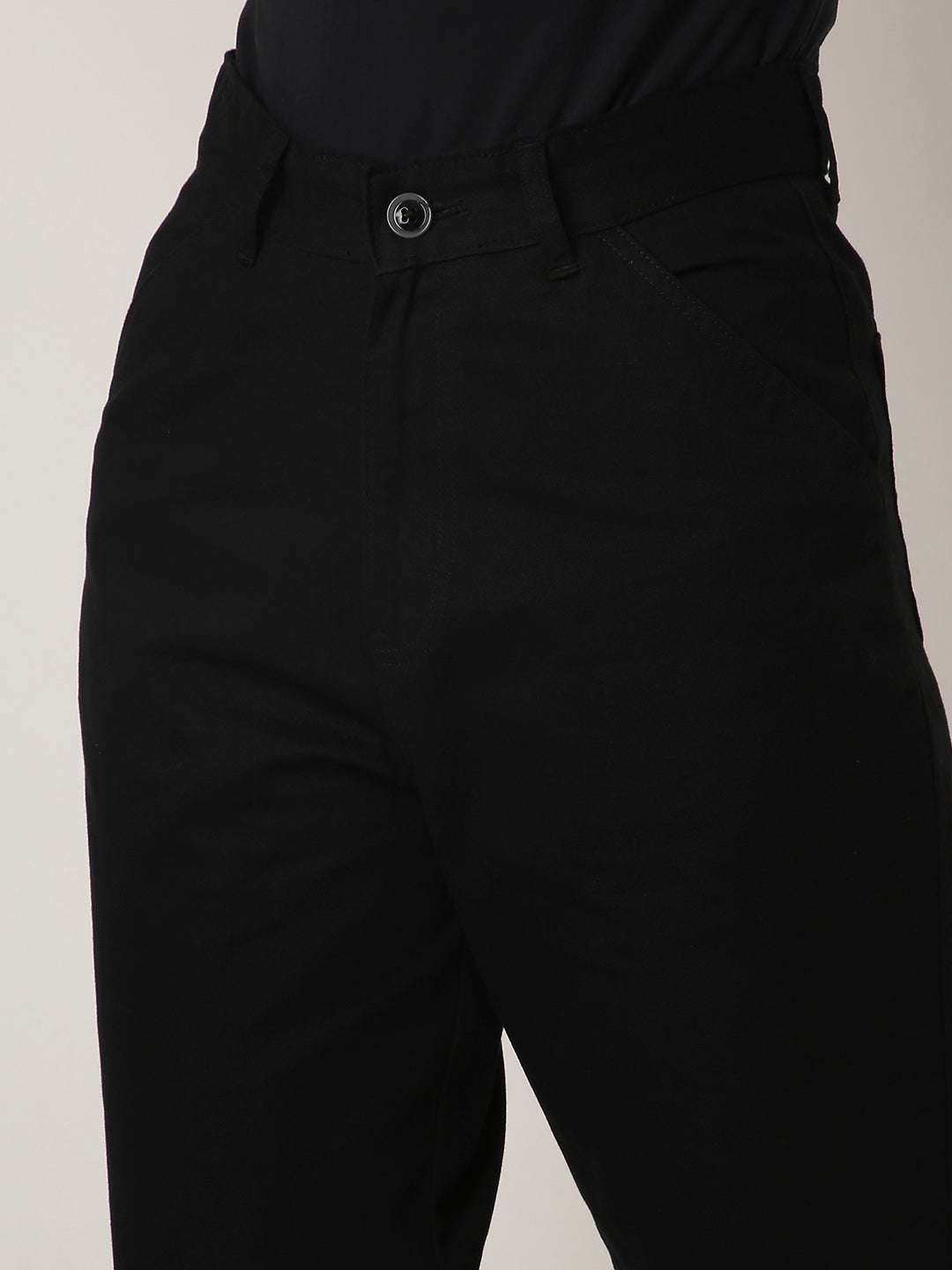 BLACK High-Waist Straight-Fit Trousers