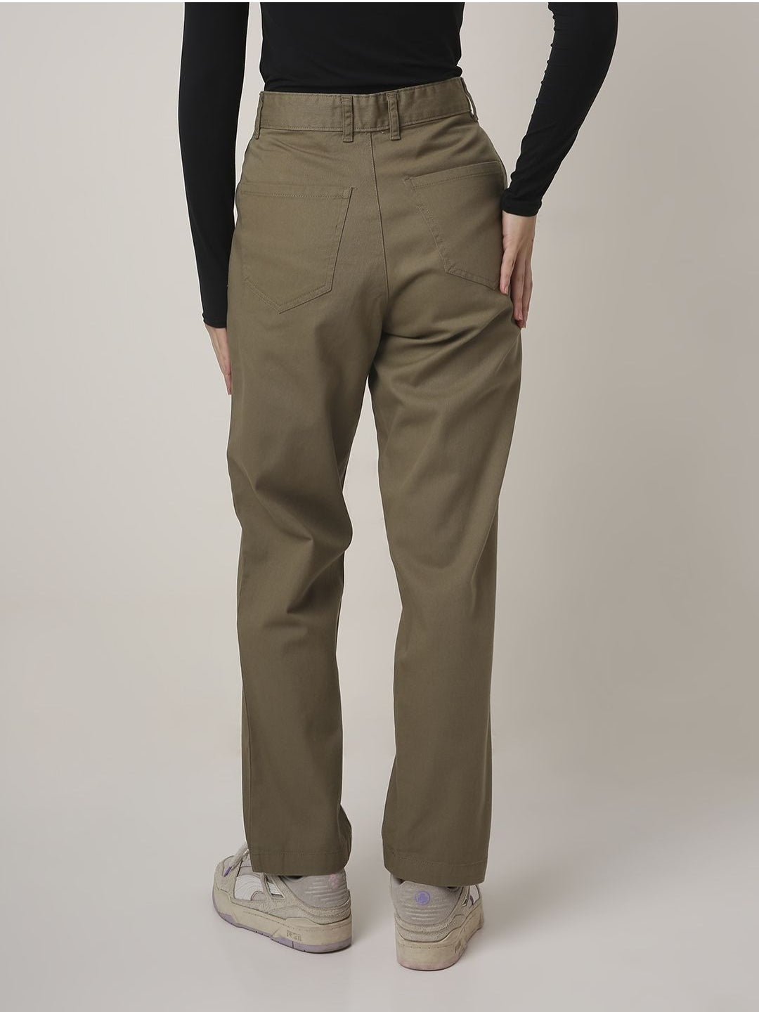 OLIVE High-Waist Straight-Fit Trousers