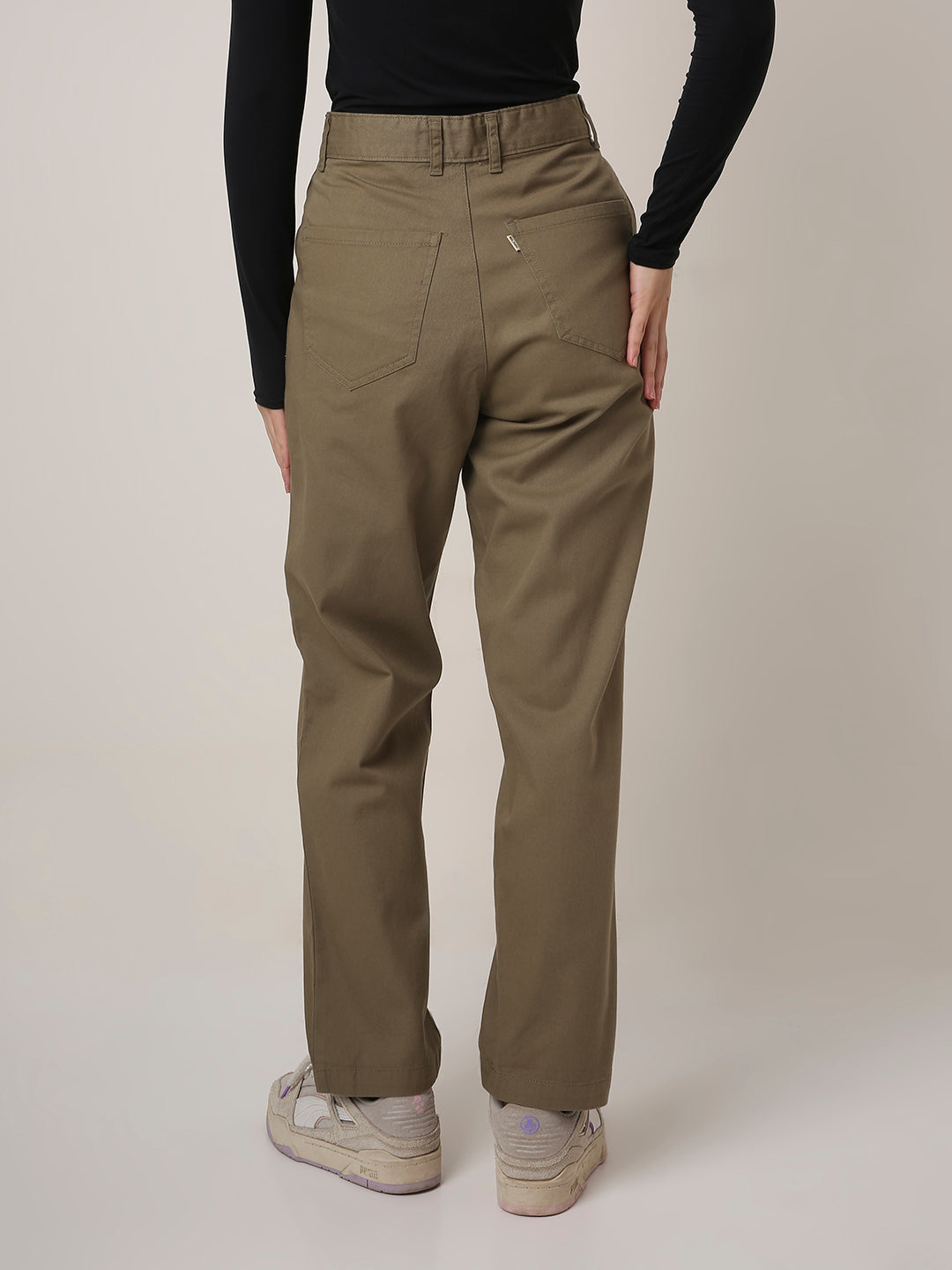 OLIVE High-Waist Straight-Fit Trousers