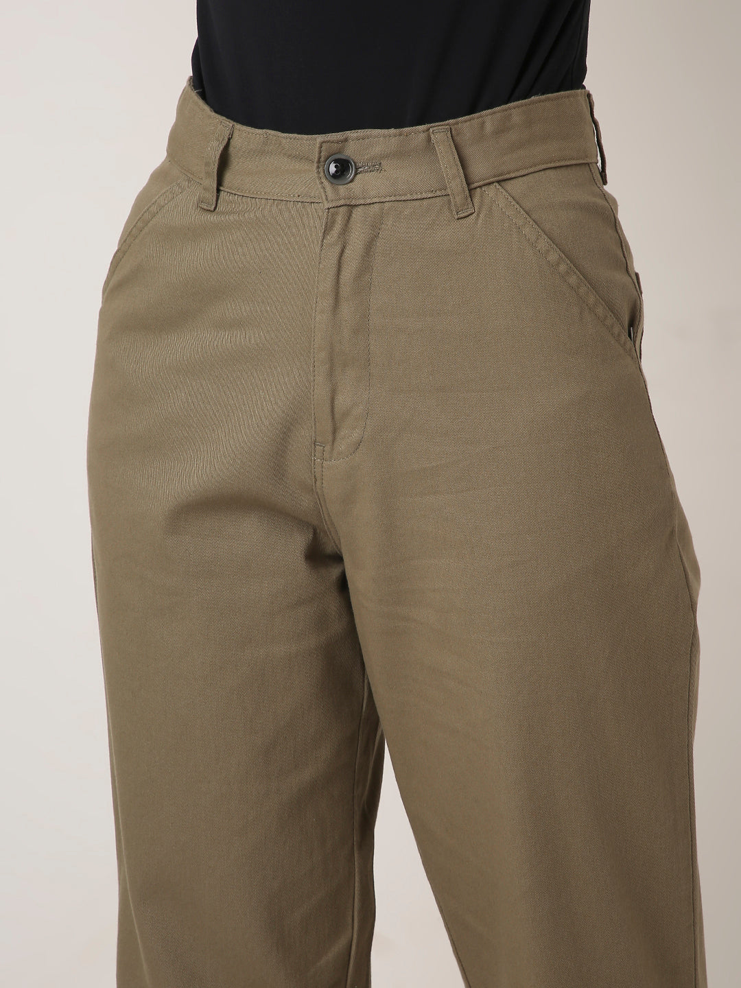 OLIVE High-Waist Straight-Fit Trousers