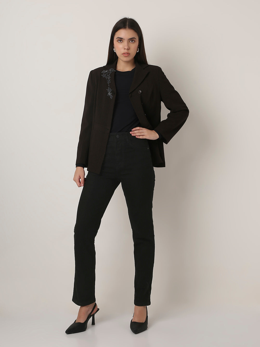 Black High-Waist Slim-Fit Jeans