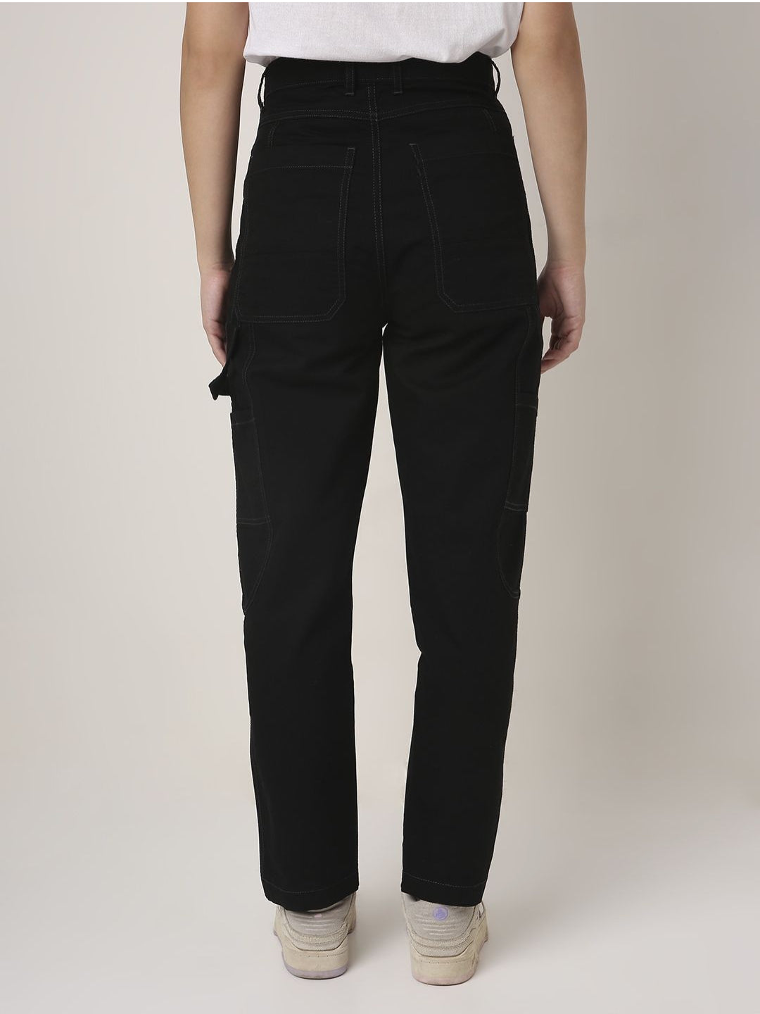 BLACK High-Waist Utility Cargo Pants