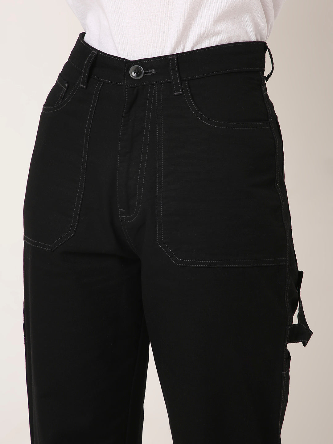 BLACK High-Waist Utility Cargo Pants