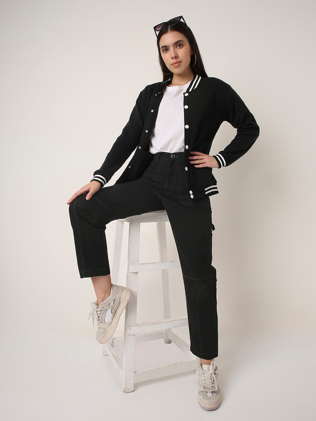 BLACK High-Waist Utility Cargo Pants