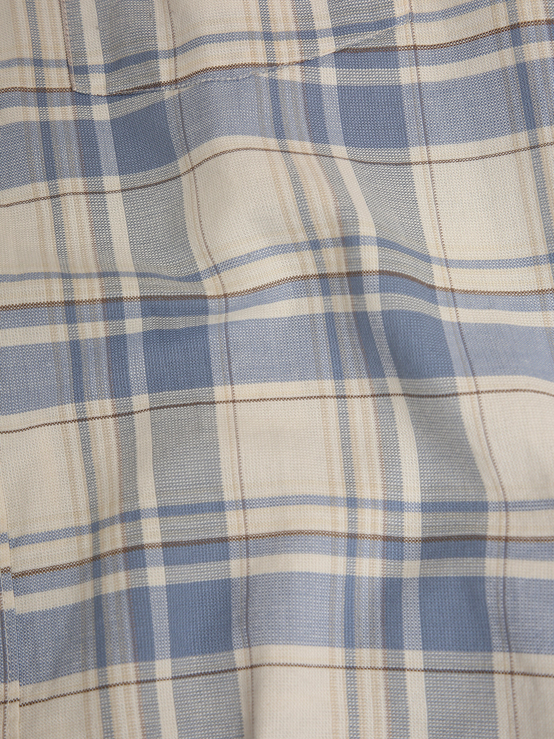 Blue Checked Cotton Relaxed Fit Casual Shirt