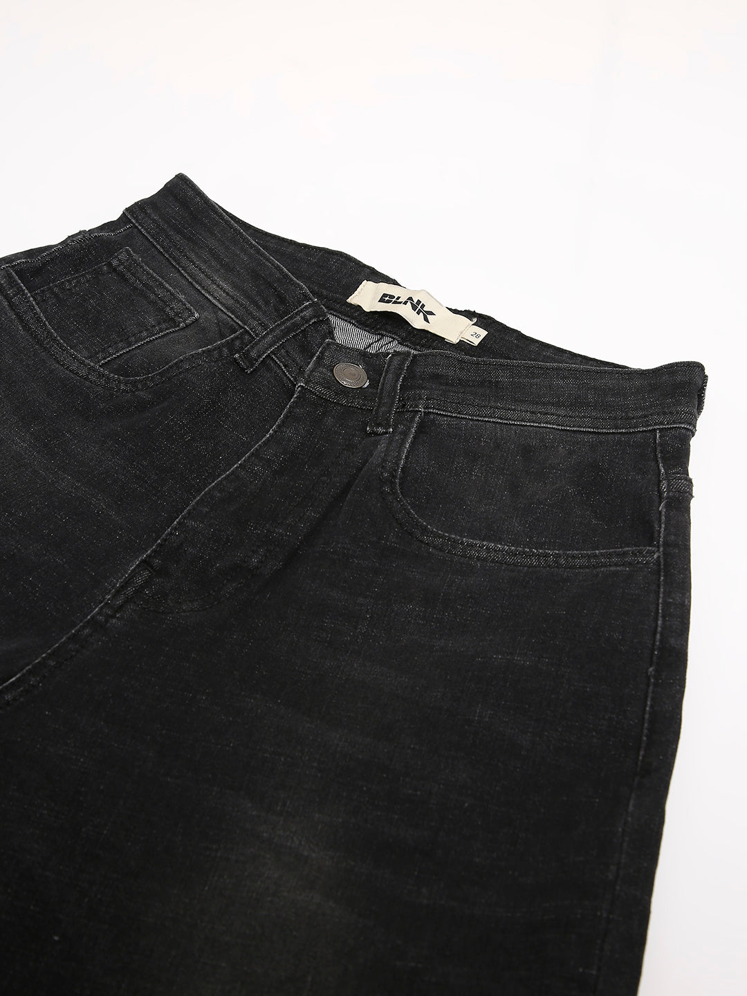Black Mid-Wash High-Rise Straight Fit Jeans