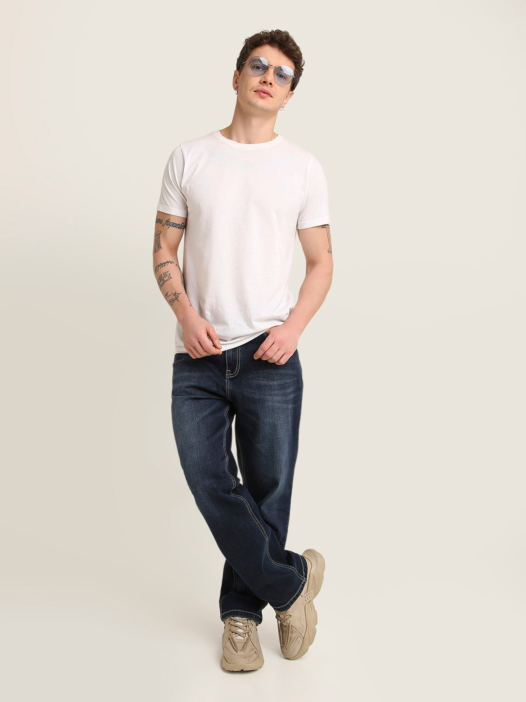 Dark Wash Straight Fit Stretch Denim Jeans