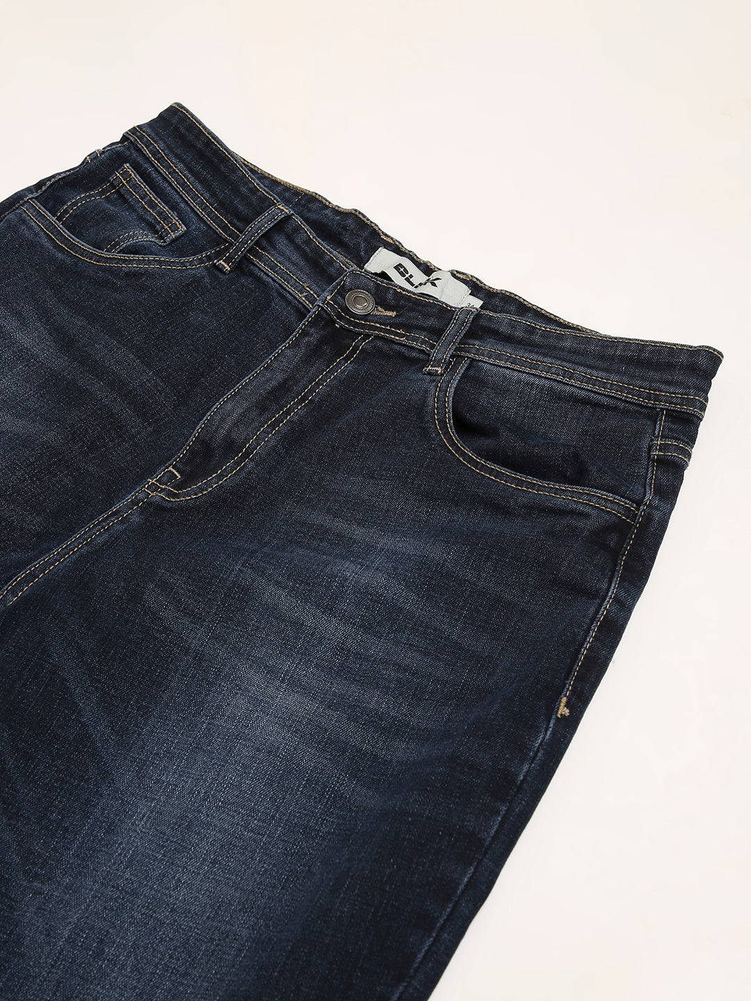 Dark Wash Straight Fit Stretch Denim Jeans