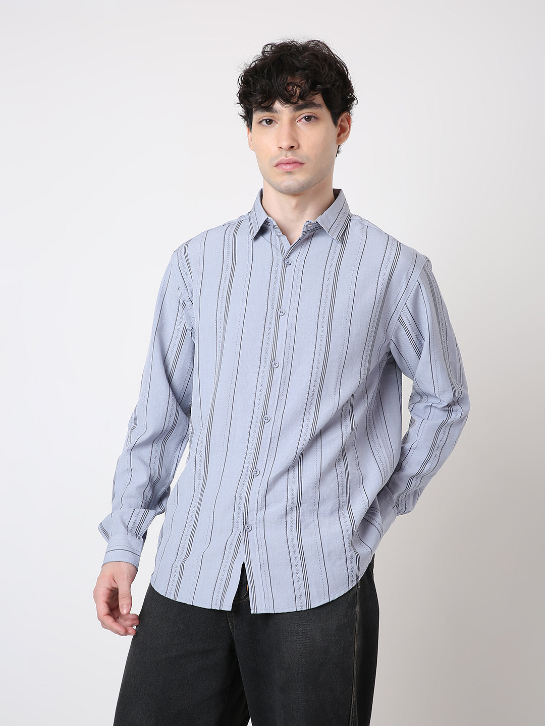 SLEEK VERTICAL STRIPED CASUAL SHIRT