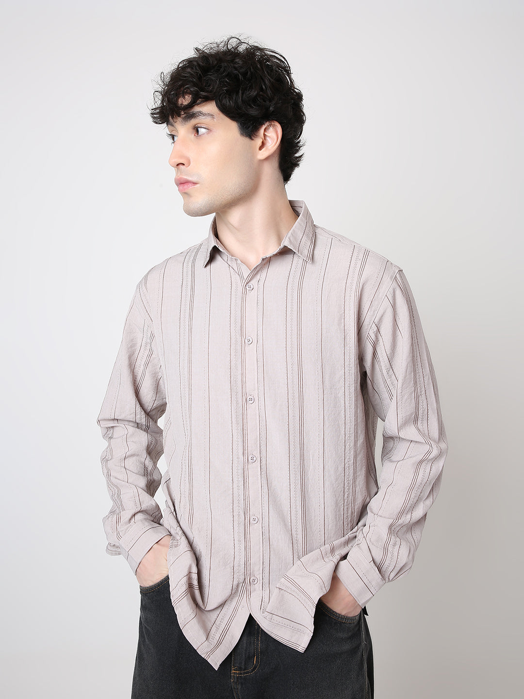SLEEK VERTICAL STRIPED CASUAL SHIRT