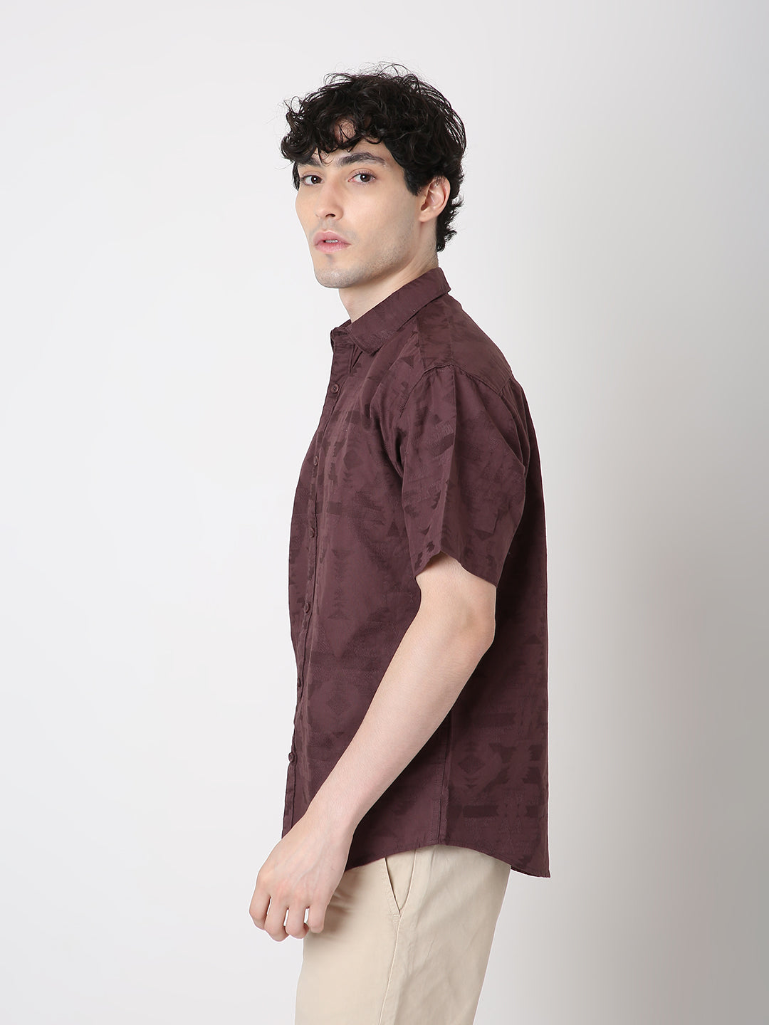 PLUM JACQUARD COTTON SHIRT