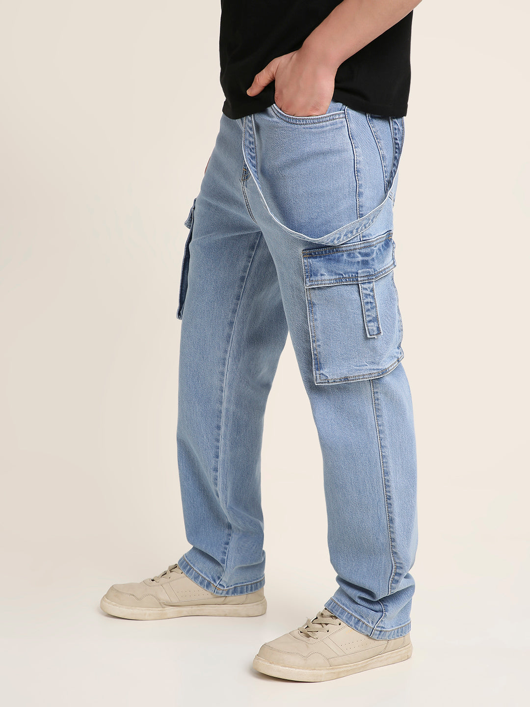 Light Blue Denim Cargo Jeans with Utility Pockets