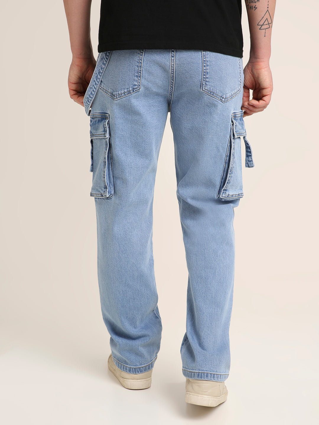 Light Blue Denim Cargo Jeans with Utility Pockets