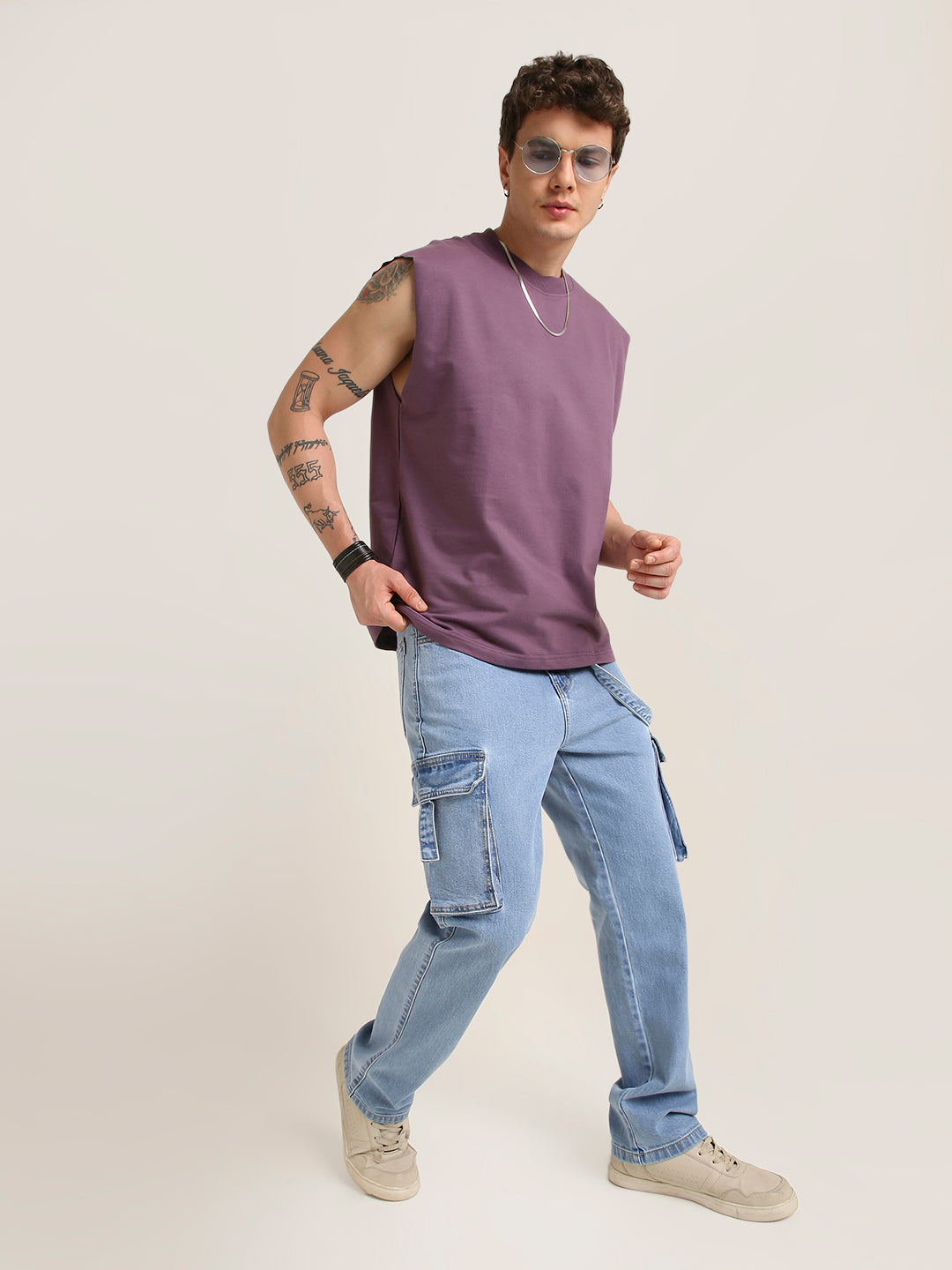 Oversize Sleeveless Tshirt: Grape