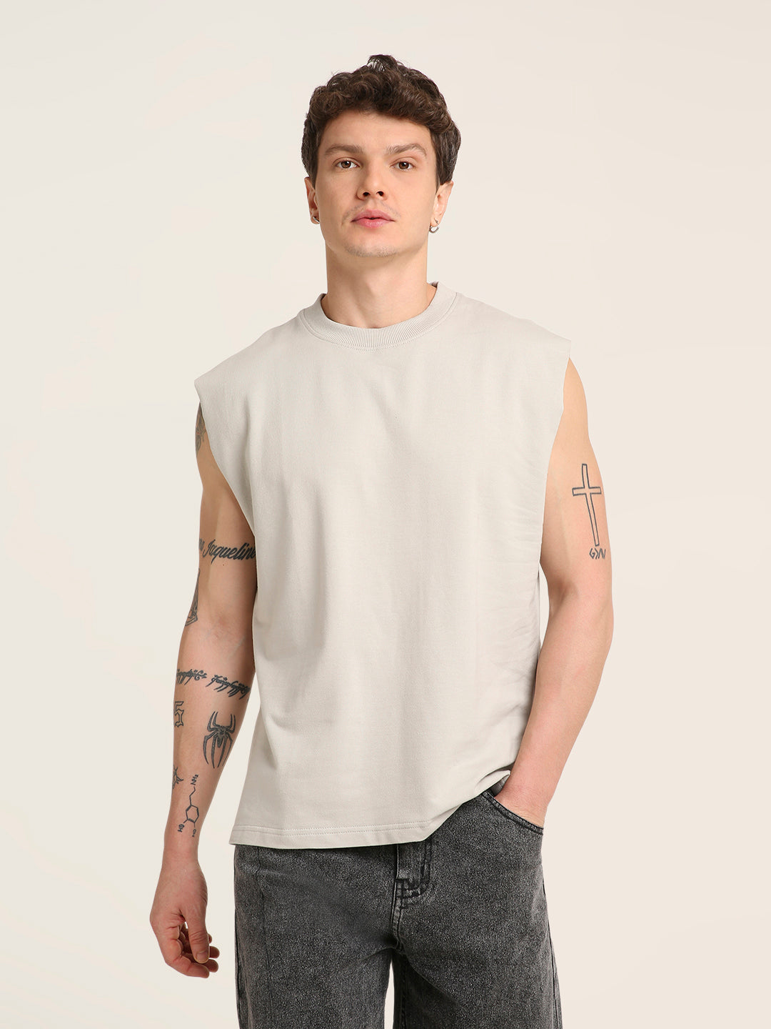 Oversize Sleeveless Tshirt: Skipping Stone