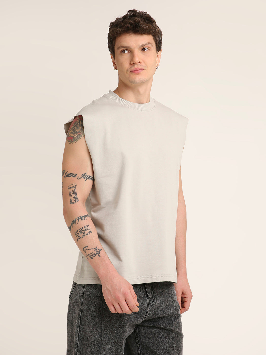 Oversize Sleeveless Tshirt: Skipping Stone