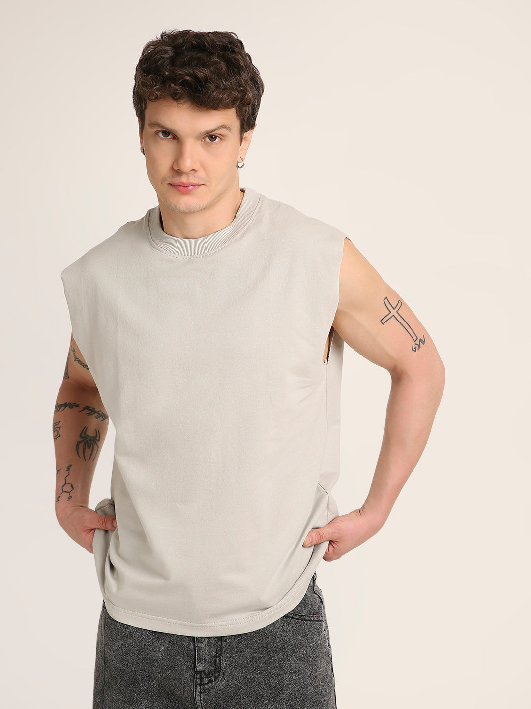 Oversize Sleeveless Tshirt: Skipping Stone