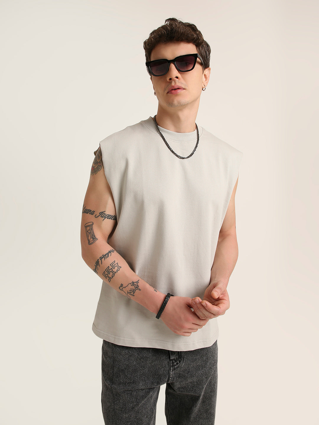 Oversize Sleeveless Tshirt: Skipping Stone